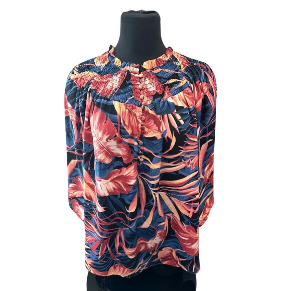 INVESTMENTS | Silky Hawaiian Floral Blouse Top | XL - Picture 2 of 7